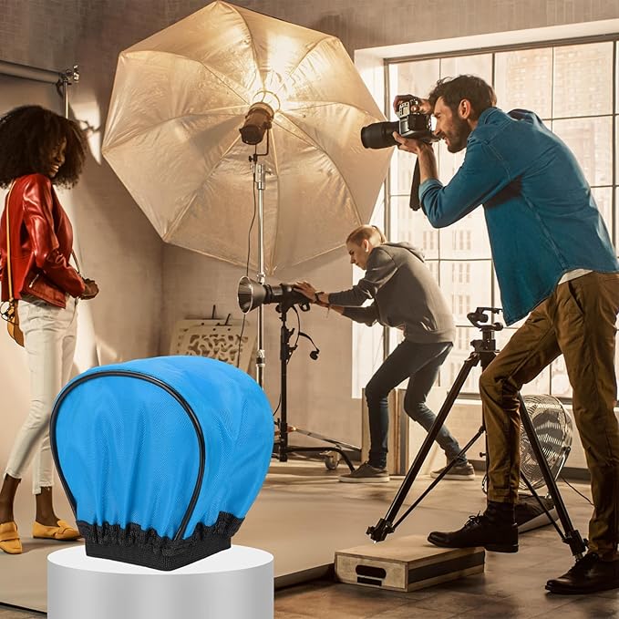 PATIKIL 3.7" x 3.5" Soft Mini Flash Diffuser Cap, 2 Pack Universal Elastic Flash Diffuser Cover for DSLR Camera Flashlight, Blue