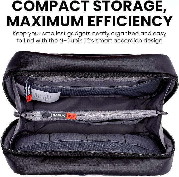 NANUK N-Cubik T2 Camera Bag Insert – Water-Resistant Pouch – Shockproof Protective Camera Insert for Backpack – Perfect for Accessories & Gear (10.6” x 6.5” x 3.5”)