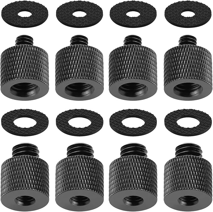 Camera Screw Adapter 8 Pieces Thread 1/4" Male to 3/8" Female and 3/8" Male to 1/4" Female Adapter with Rubber Pad for Camera Monitor, Tripod, Mount