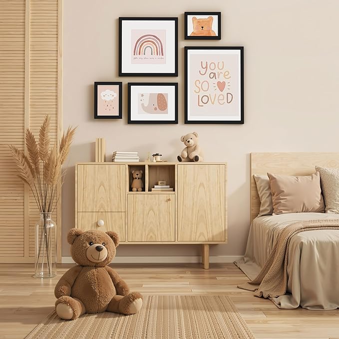 Vittanly 12x12 Picture Frame, Made of Solid Wood and Shatterproof Plexiglass, Display Pictures 8x8 with Mat or 12x12 without Mat, Wooden Photo Frame for Wall Mounting, Black, 1 Pack