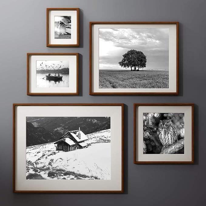 4x6 Picture Frame, USA-Sourced Natural Mahogany Wood Photo Frame with Tempered Glass, Handcrafted Rounded Corner 4 x 6 Wooden Frame Matted to 3.5x5 Photos, Wall or Tabletop Display