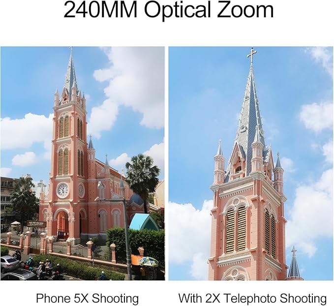 2X Telephoto Lens for Phone 5X Telephoto Camera, with 17mm Thread Universal Phone Lens Clip and Portable Bag, Compatible with SmallRig and NEEWER, Veedzoens Phone Cage