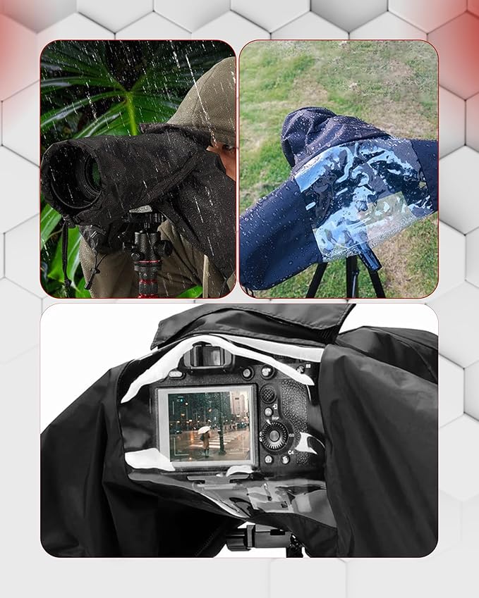 REFLEX CAMERA Universal Protective Waterproof DSLR/SLR Rain Cover with Drawstring Sleeves & Clear Viewing Window for Sony, Canon, Nikon, Panasonic, Lightweight Nylon Protection for All-Weather Outdoor