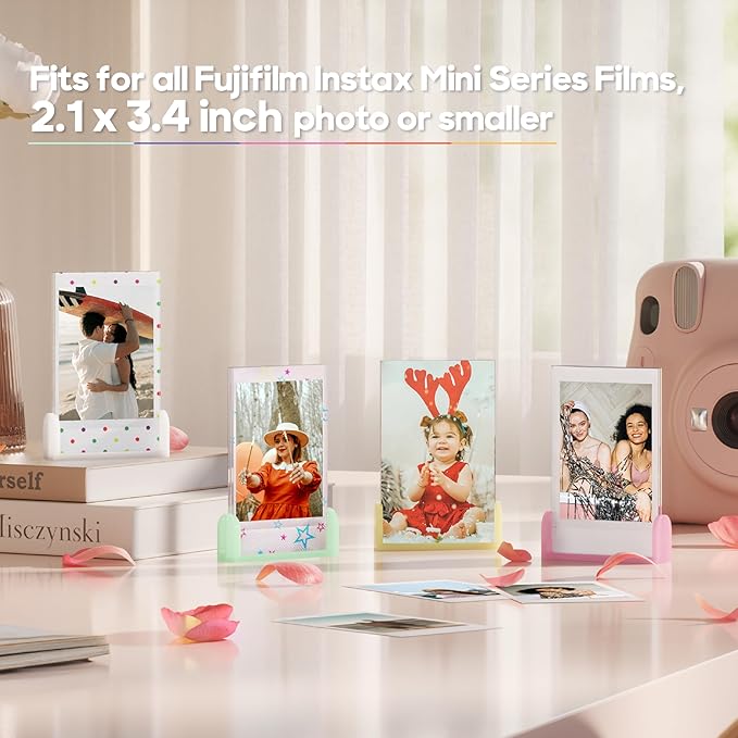 12 Pack Instax Mini Polaroid Picture Frame, 2x3 Small Photo Frames for Fujifilm Instax Mini Instant Films, Little Polaroid Photos Display Holder, Cute Wallet Size Picture Frames for Desktop(3 Colors)
