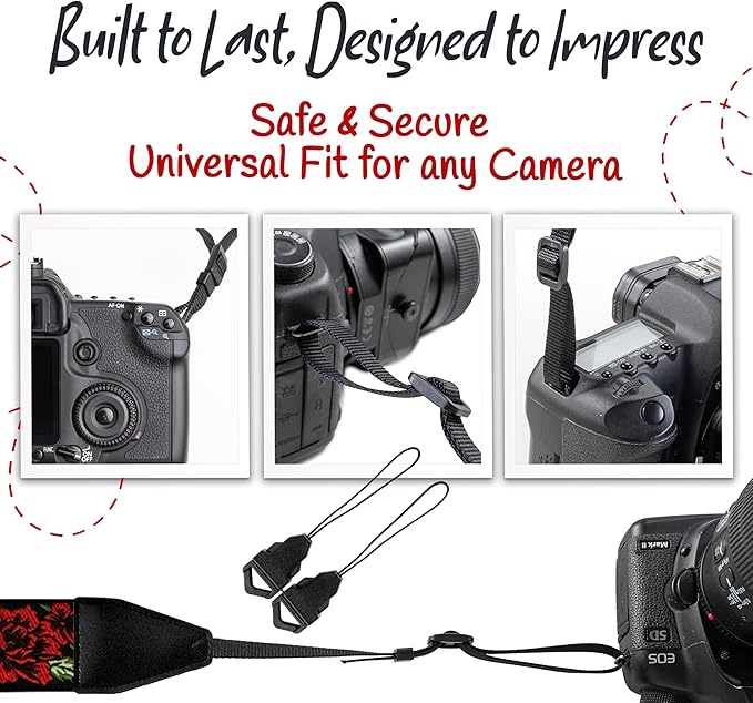 Art Tribute Camera Strap for All DSLR and Mirrorless Cameras. Add Your Name Or Initials Make It a Personalized Gift