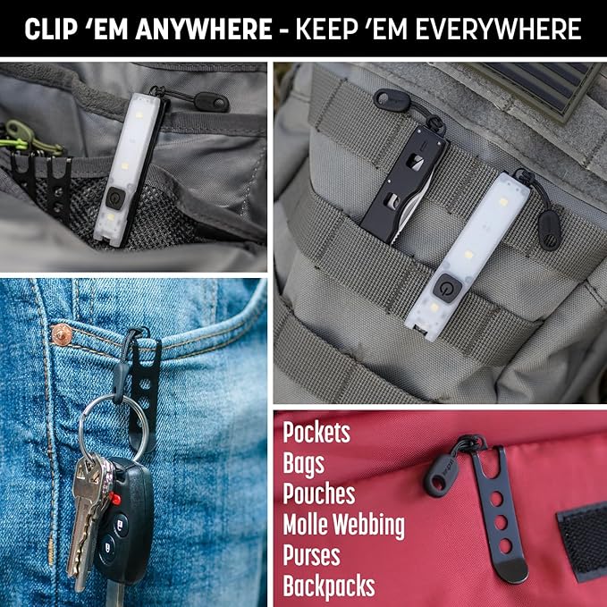 Keyport Pocket Flare 2.0 Mini Flashlight - Premium Ultra-Bright Rechargeable EDC Keychain Flashlight with Pocket Clip - Compact Slim Flat LED Light for Everyday Carry - Ideal Purse Light - Modular