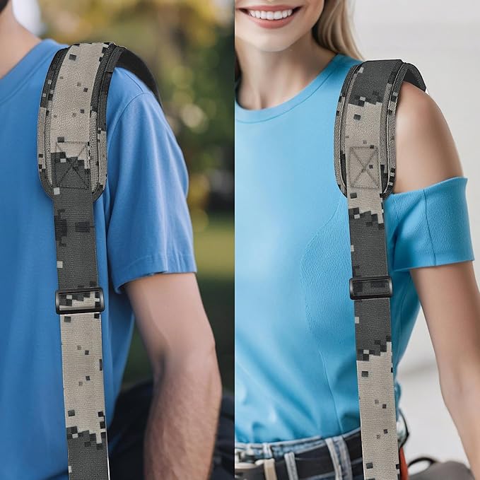 ZINZ 60" Universal Bag Strap with Ultra-Thick Fixed Breathable Pad Adjustable Heavy-Duty Shoulder Strap for Laptop Bag Crossbody Luggage Gym Bag Camera Bag and More,Camouflage Gray