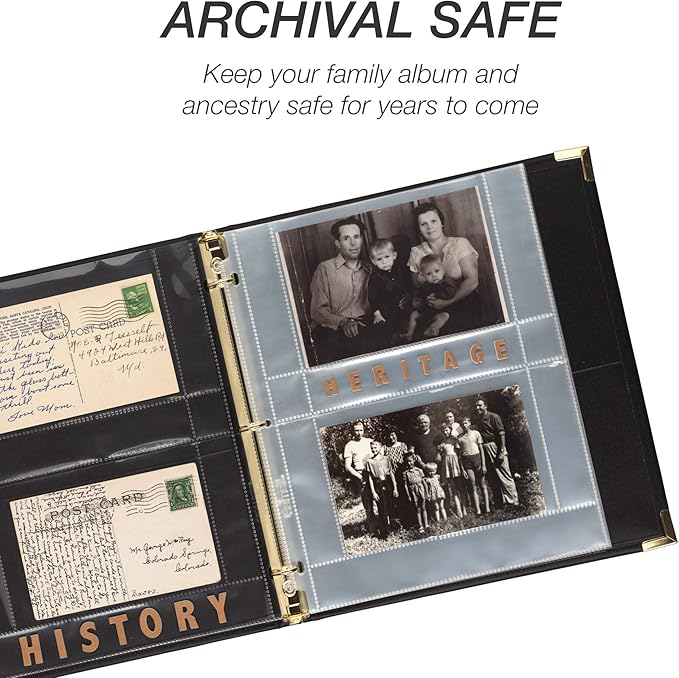 Samsill 4x6 Photo Pages for 3-Ring Binder 4x6, 25 Pack, Holds 100 Pictures, Each 2-Pocket Photo Pages Hold Four 4 x 6 Pictures, 4x6 Photo Pockets, 4x6 Photo Sheet Protector
