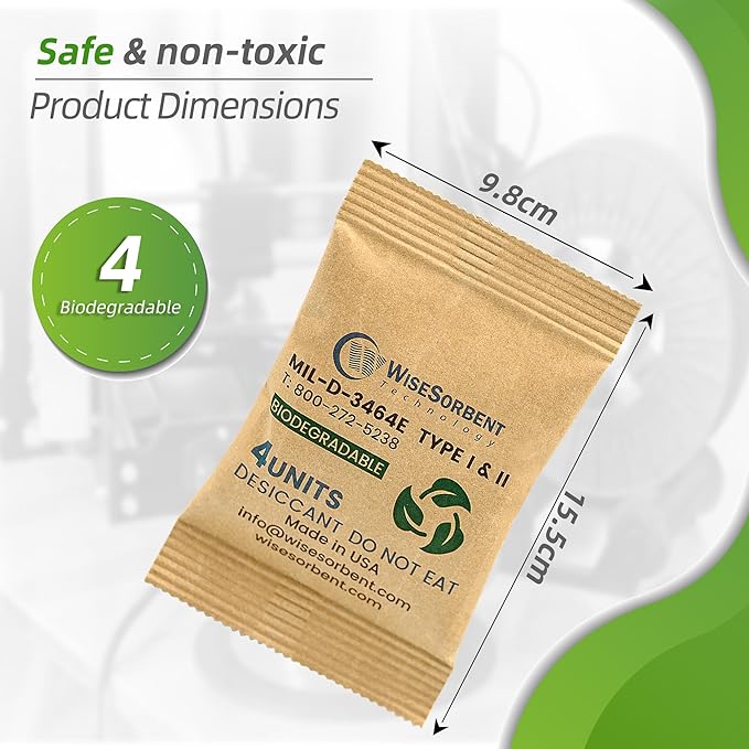 Kraft Clay Desiccants Packs for Safe, 132 Gram 70 Packs Dehumidifier for Gun Safe, 4 Unit Military Grade Moisture Absorbers, Conforms to MIL-D-3464E Type I & II Absorbents