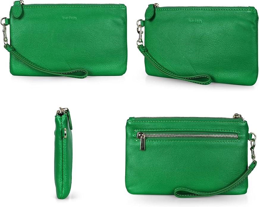 befen Genuine Leather Wristlet Clutch RFID Blocking Bag Cell Phone Wallet Purse Wristlet Wallet Purses and Handbags for Women