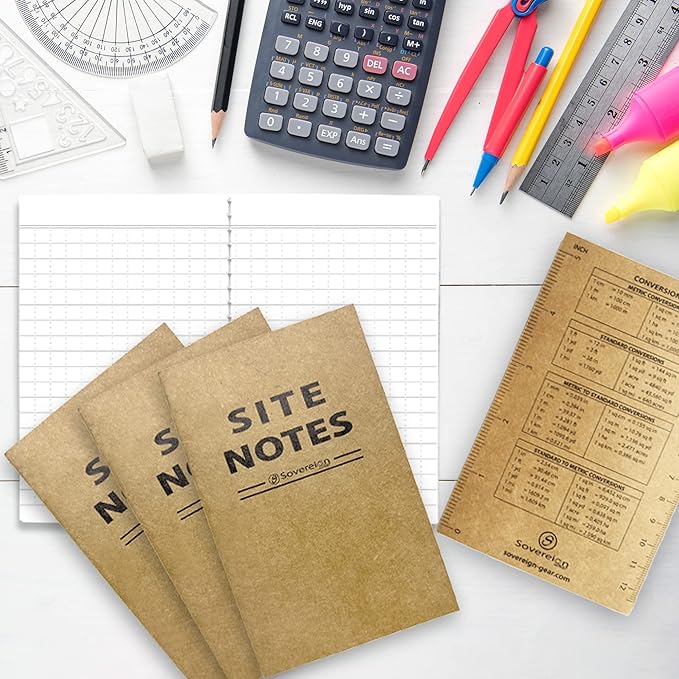 Sovereign-Gear Field Notes Notebooks 5 Pack | Small Field Memo Book Notepad Refill for Refillable Leather Pocket Field Notes Cover, Leather Journal Wallet | Universal White Paper Stitched 3.5x5.5