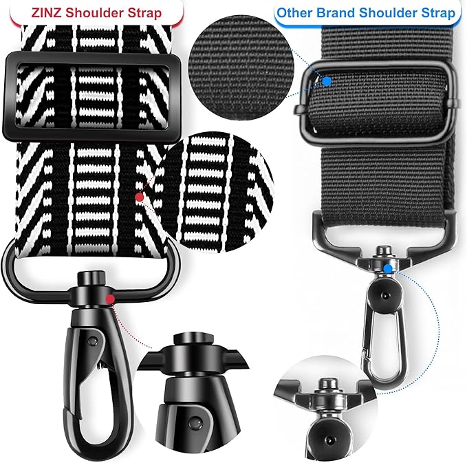 ZINMARK Shoulder Strap 59 inch, Extra-Thick Fixed Cushion Pad and Dual Clasps Universal Replacement Strap for Bags, Camera, Crossbody，Lawn mower -Black White Jacquard