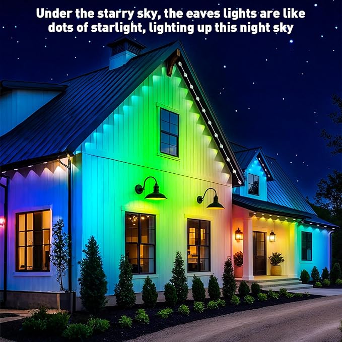 Permanent Outdoor Lights,500FT RGB Eave Light,IP67 Waterproof Lighting for House,Smart LED with App/Remote Control for Outdoor Decor,Garden Decor,Party,Holiday