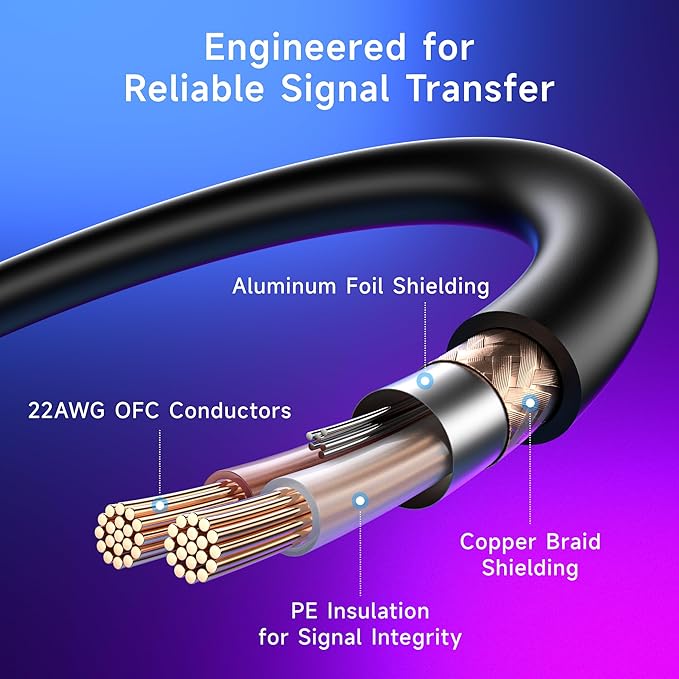Cable Matters 2-Pack 22AWG Stage Light DMX Cable 50ft / 15.2m with 3-Pin XLR Connector, 3 Pin XLR Male to Female DMX Lighting Cable