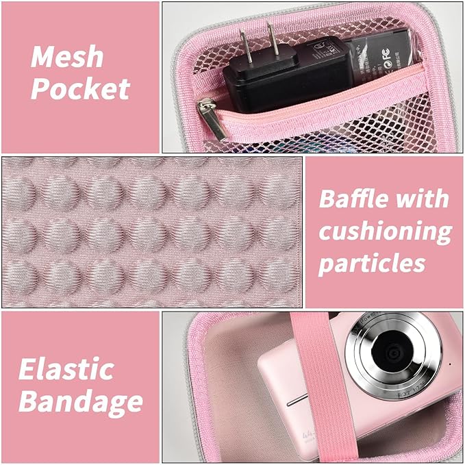 Digital Camera Case for CAMKORY/for Kodak Pixpro/for VAHOIALD/for Sony DSCW800 830/ for Canon PowerShot 180 190. Vlogging Cameras Storage Holder for Accessories (Box Only)-Pink
