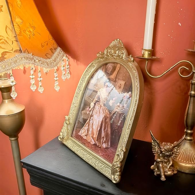 Vintage Picture Frames 8x10 Ornate Gold Antique Picture Frames for Wall and Tabletop Vintage Photo Frame Victorian Home Decor Gallery Wall Decor in Arch Shape