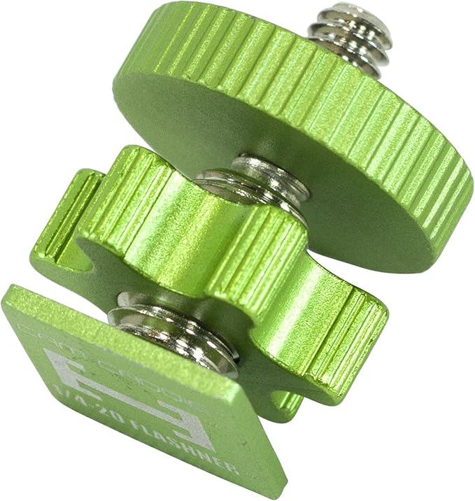 Cam Caddie Flashner ¼” – 20 inch Tripod Screw to Hot/Cold Shoe Adapter/Flash Converter - Standard Quarter Twenty Threaded Post Made from High Strength Steel and Aluminum (Green)