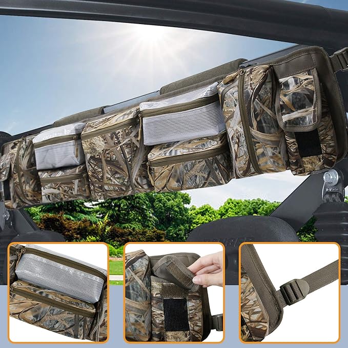 MYDAYS UTV Roll Cage Organizer Case, Cargo Rear Storage Bag Gear Bags,Tools Storage Solution for Most Full Size UTVs, Polaris, Yamaha and Kawasaki UTVs