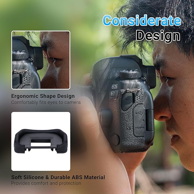 JJC 2-Pack Eyecup Eyepiece Eye Cup for Canon EOS 80D 90D 70D 60D 77D 6D 6D Mark II 5D 5D Mark II 50D 40D 30D 20D 20Da 10D 60Da A2 A2E D30 D60 Camera,Replaces Canon EB Eyecup Eyepiece