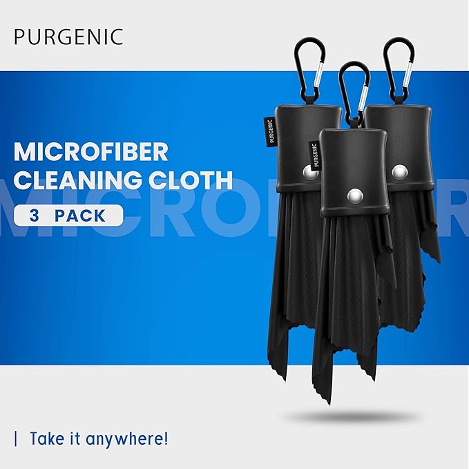 Microfiber Cloth & Glasses Wipes (3 Pack) Lens & Glasses Cleaning Cloth - Eyeglass Cleaner - Camera Lenses & Gadget Delicate Screens - Black