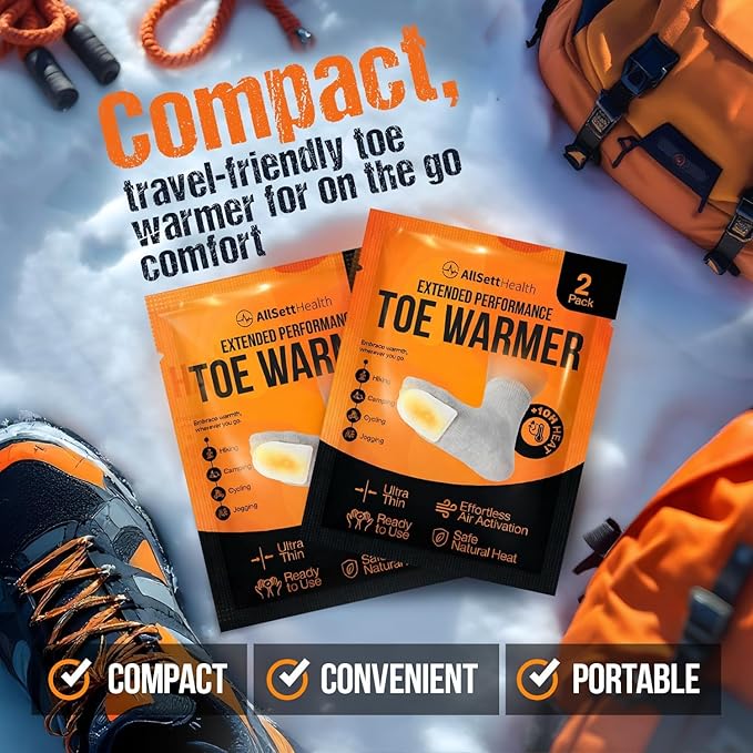 Toe Warmers for Feet – 50 Pairs (100 Warmers) | 10+ Hour Self-Adhesive Feet Warmers, Foot Warmers Bulk, Ultra-Thin Disposable Heat Pads for Shoes & Boots