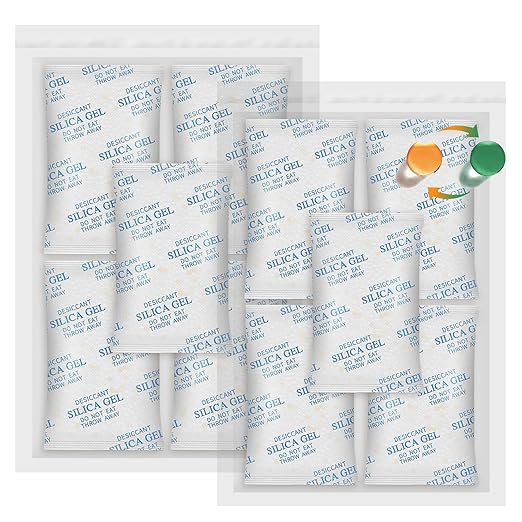 100 Gram (15 Pack) Color-Indicating Silica Gel Packets, Each 5 Pack Individually Sealed, Food Grade Desiccant - Rechargeable Moisture Absorbers for Food Storage, Electronics, 3D Filament