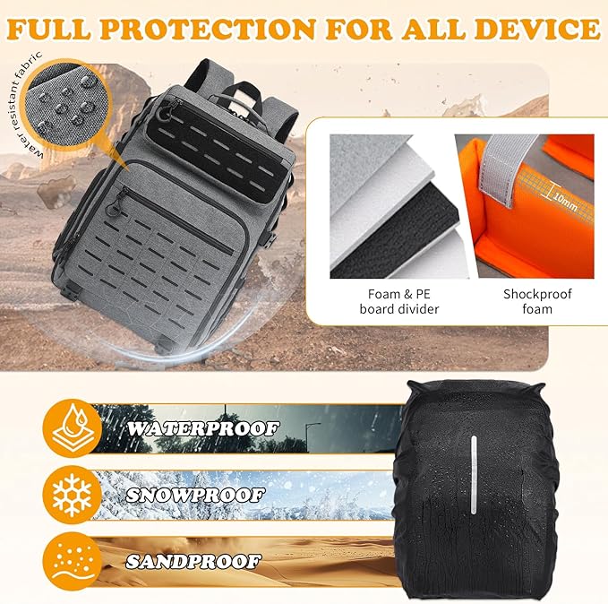 HAMBOLY Professional Camera Bag Backpack, Large Waterproof Photography Bag Case for DSLR/SLR/Mirrorless Camera with Tripod Holder/15.6’’ Laptop Compartment/Rain Cover