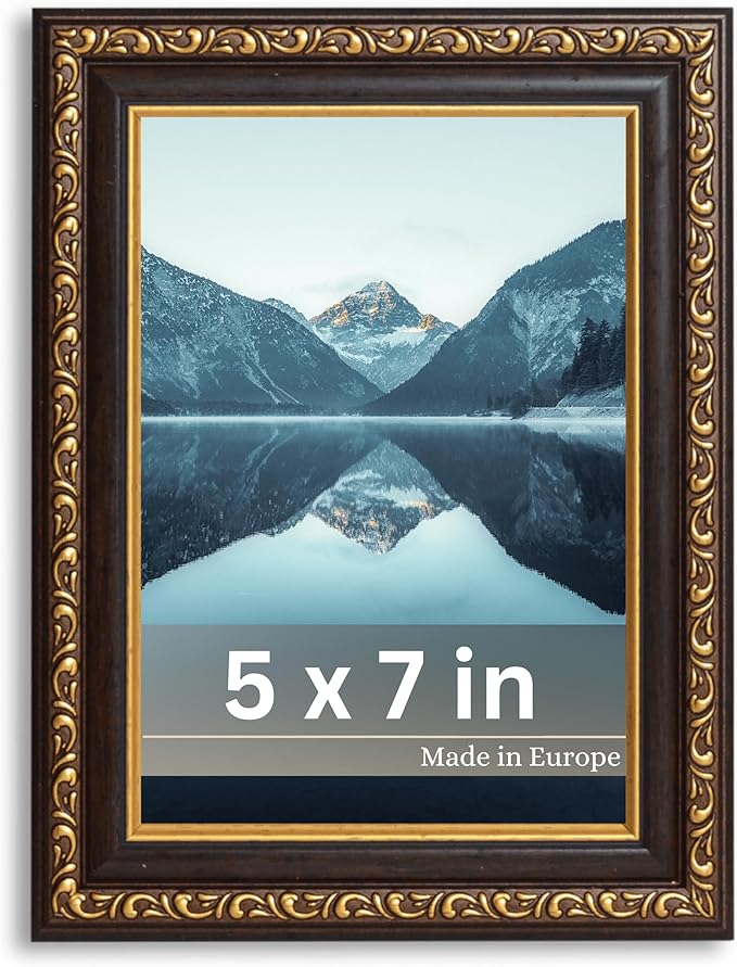 VictoR Picture Frame Chagall 5x7 Black Gold - Vintage Picture Frames with Shutterproof Acrylic Glass - 5 x 7 Photo Frame - Black Picture Frames - Antique