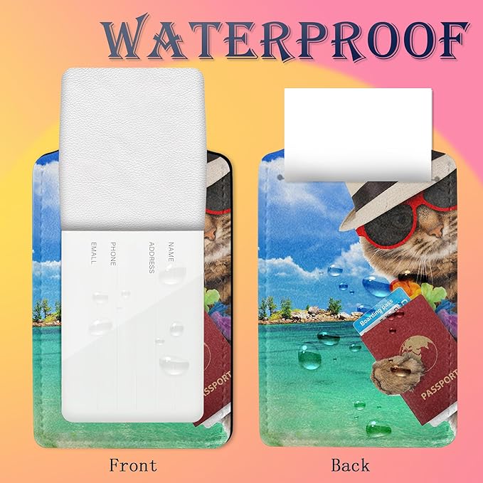 Luggage Tags for Suitcase,2 Pack Funny Cat Leather Travel Cruise Luggage Tag with Privacy Flap,Name ID Label and Metal Loop for Women Girls Suitcase Backpack