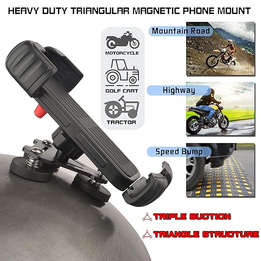 ULIBERMAGNET Magnetic Motorcycle Phone Mount,Heavy Duty Adjustable Magnetic Cell Phone Holder,Anti Shake Motorcycle Phone Mount,Compatible with Motorcycles,ATV,UTV,Golf Cart,Car,Cruises