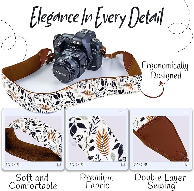Art Tribute Camera Strap for All DSLR and Mirrorless Cameras. Add Your Name Or Initials Make It a Personalized Gift