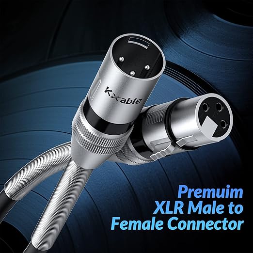 XLR Microphone Cable 25FT, XLR Male to Female Balanced Mic Cable, 3-Pin Shielded Speaker Cord, Zinc Alloy Connectors, Premium 22AWG Pure Copper, Metal Spring SR, Recording Studio, Podcast