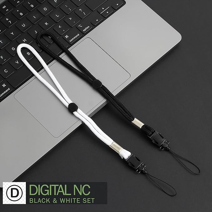 Digital Nc 2 Pack Camera & Cell Phone Wrist Strap (Lanyard Style) Adjustable with Quick-Release. (Black & White Set)