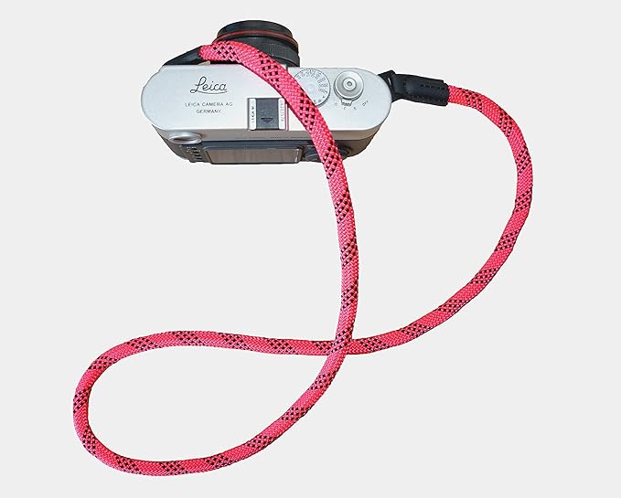 Camera Strap Vintage 100cm Nylon Climbing Rope Camera Neck Shoulder Strap for Micro Single and DSLR Camera (Pink)
