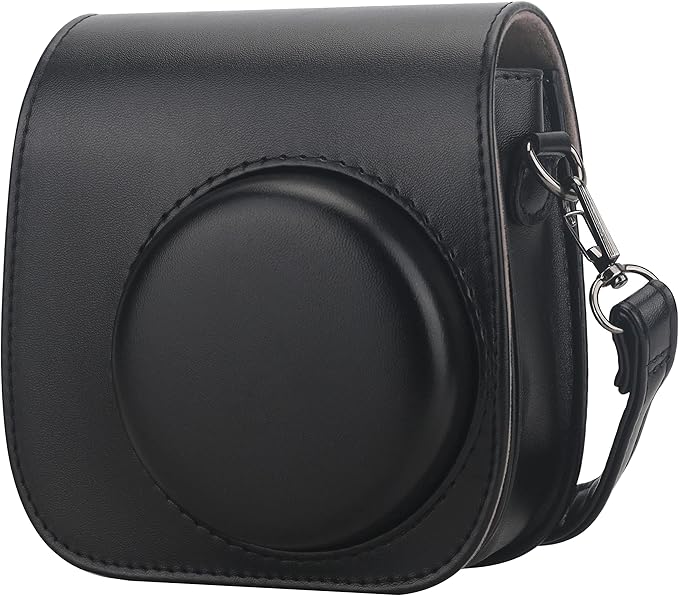 Frankmate Protective Case Compatible with Fujifilm Instax Mini 12 11 9 8 Instant Film Camera with Pocket and Adjustable Strap (Black)