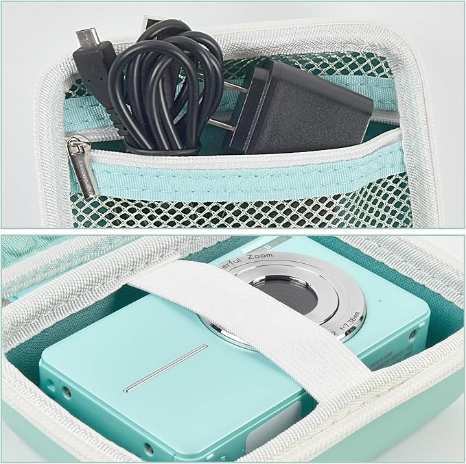 Boobowl Digital Camera Case Compatible with CAMKORY/for Lecnippy/for Lecran/for KODAK PIXPRO/for Qumcou/for WONNIE Point & Shoot Cameras, Small Compact Camera Pouch for SD Card Accessories (Green)