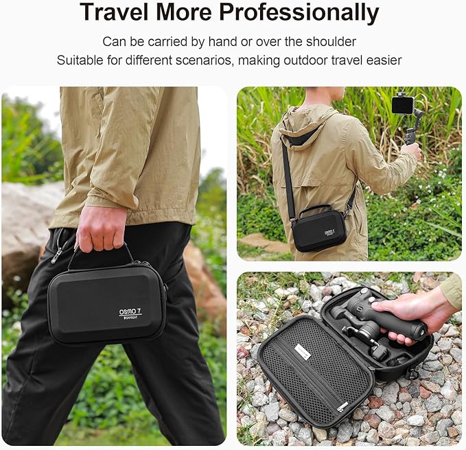 Skyreat Osmo Mobile 7P Case,PU Leather Portable Storage OM 7P / OM 8 Case Shoulder Bag for DJI Osmo 8/7 Smartphone Gimbal Stabilizer Accessories