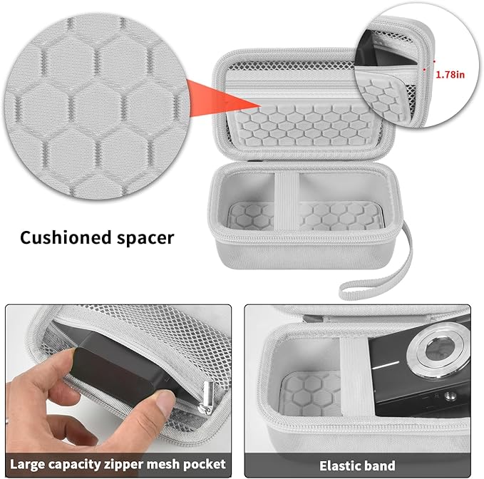 Comecase Digital Camera Carrying Case Compatible with CAMKORY/for VAHOIALD/for Canon PowerShot G7X/ for Kodak Pixpro/for Sony DSCW800 Compact Small Camera Storage Bag for Boys Girls Kids (White)