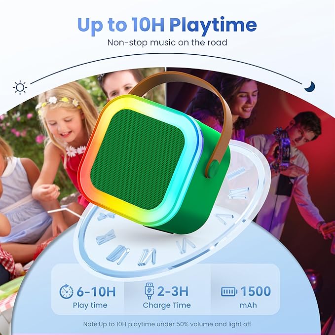 Karaoke Machine for Kids Adults, Portable Bluetooth Speaker with 2 Wireless Karaoke Microphones Player, 2026 TOP Birthday for Girls Boys 3,4,5,6,7,8+Year Old Toddler Toys(Dark Green)
