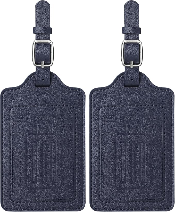 Teskyer Luggage Tags, Thick & Durable, Easy to Identify, Privacy Protection, TSA Approved Travel Essentials Suitcase Tags - 2 Pack, Blue