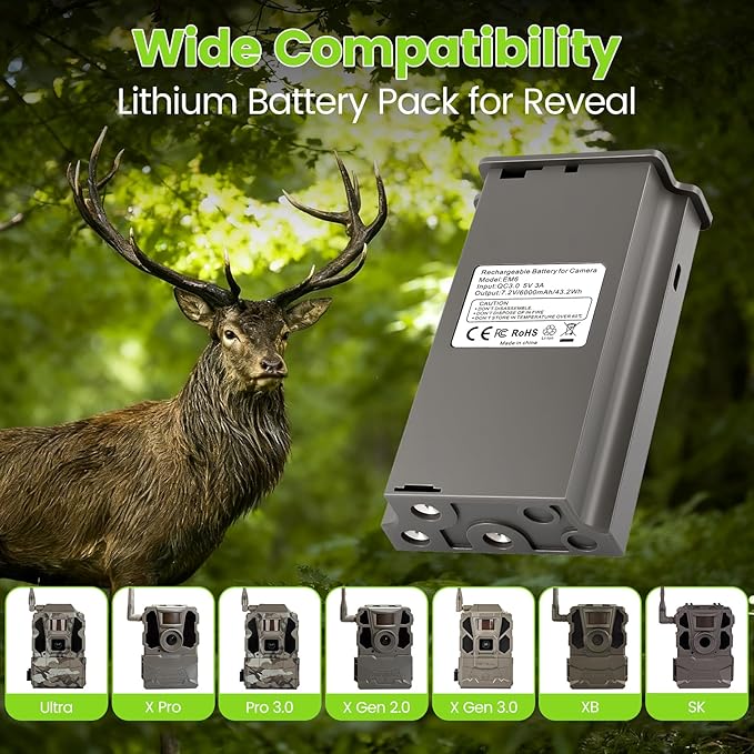 New Reveal Lipo Lithium Battery 2 Packs Rechargeable Hunting Camera Battery for Tactacam Reveal Cellular Trail Compatible with Trail & Game Camera X Ultra 3.0,X Pro,X Gen 3.0,X Gen 2.0,X,Pro 3.0,XB,SK