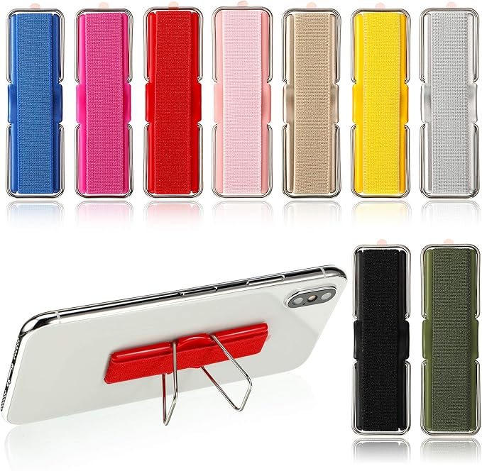 Weewooday 9 Pieces Finger Strap Phone Holders Elastic Phone Strap Stands Phone Handle Grips Elastic Finger Holders Finger Strap Stands for Smartphones, Small Tablets, 9