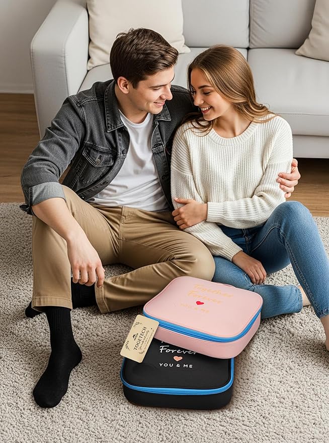 MATEIN Valentines Day Gifts for Couples, Mr and Mrs Gifts, Electronics Organizer Travel Case, 2-Pack Couple Cord Organizer Bag 2-in-1 Cable Storage Bag for Tech Accessories and Makeup