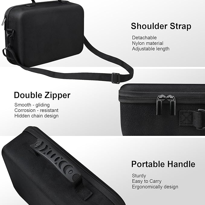 RAIALL Camera Case for Canon EOS Rebel T7/R50/R50V/R100/R6 Mark II/R5/ R8/R10/RP/R7/Sony/Nikon D7500 DSLR Camera, Lens, Tripod, Hard Protective Travel Bag with a Shoulder Strap and 5 Dividers, Black