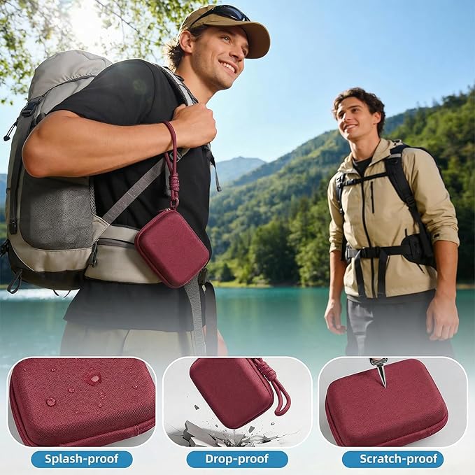 Digital Camera Case for CAMKORY/KODAK PIXPRO FZ45/FZ55/Canon IXUS 285 HS/AbergBest/Sony DSCW800/DSCW830 - Small Travel Compact Camera Holder with Mesh Pocket for SD Card & Accessories (Wine Red)