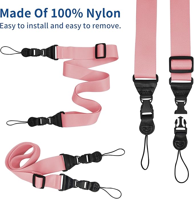 Adjustable Camera iPad Binocular Strap, Comfortable Shoulder Strap Nylon Neck Lanyard for iPad/Samsung Tablet Case,Crossbody Laptop Luggage Bag (Light Pink)