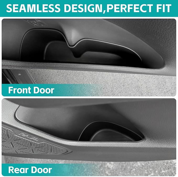 Door Side Storage Box Compatible with 2019-2025 Toyota RAV4 Accessories, Front & Rear 4PCS Door Handle Insert Organizer Tray, TPE Phone Pockets Fit for RAV 4 RAV-4 Accessories