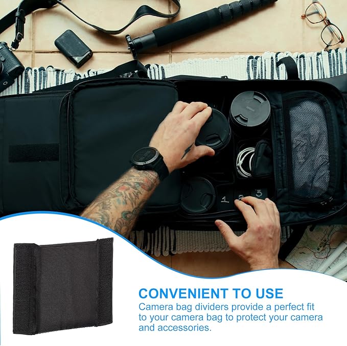 PATIKIL Camera Bag Divider, 3Pcs 4.72"x3.54"x0.31" Shockproof Camera Bag Inserts Separator Pad Protective Lens for Nikon Camera DSLR Protect Bag Organizer Universal Divider Cushion, Black