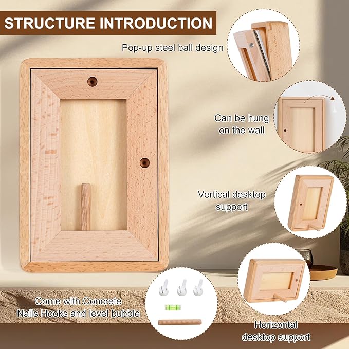 Kattepote Wooden Small Photo Frame 4x6 inch, Small Picture Frames Display 3x5 Inch with Mat or 6x4 without Mat, with High Clear Acrylic, for Landscape or Portrait Orientation, Wall-Mount & Tabletop