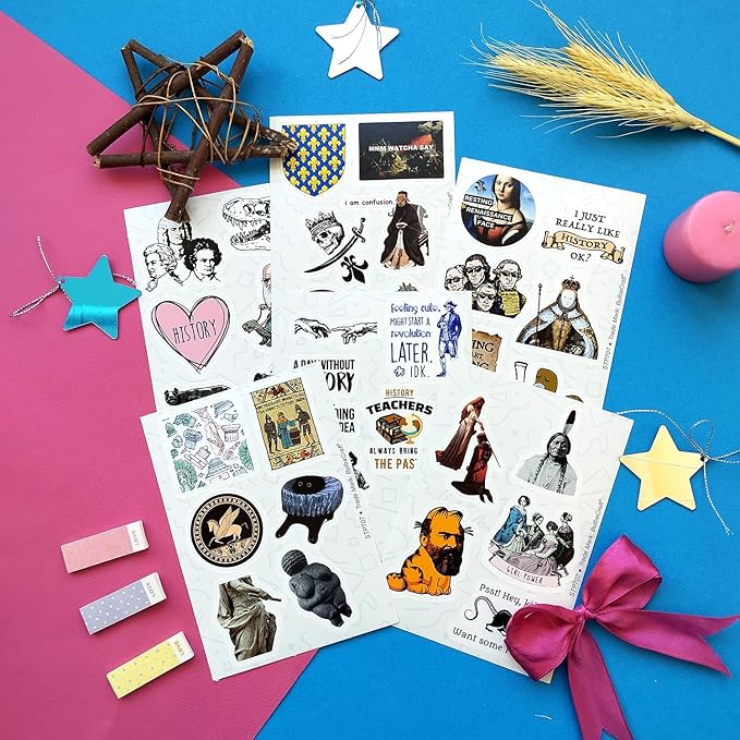 BulbaCraft 100Pcs Funny History Stickers, History Nerd Stickers, Gifts for Women & Men